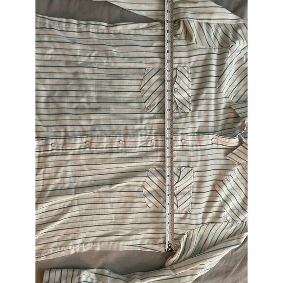 Vtg. Western Fashions White with Green striping Long Sleeve Shirt - Picture 6 of 8